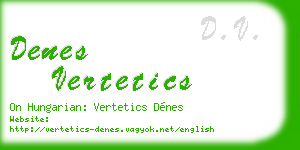 denes vertetics business card